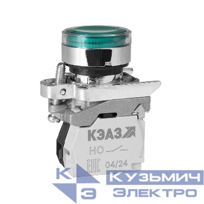 Кнопка КМЕ 4610мЛС 220В 1но+0нз цилиндр индикатор IP65 зел. КЭАЗ 248259