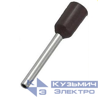 Штыревой втулочный кабельный наконечник E 1518 (НШВИ F=18мм) 1,5мм2, изолированный, черный, 100шт., NETKO Optima