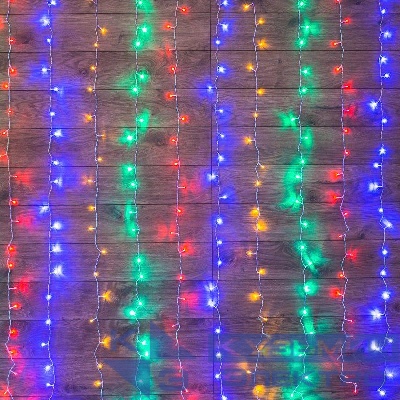 Гирлянда светодиодная "Светодиодный Дождь" 3х2м LED мультиколор свечение с динамикой провод прозр. 230В Neon-Night 235-099