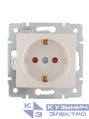 Розетка 1-м СП Karina с заземл. защ. шторки керамика механизм жемчуж./бел. перламутр. LEZARD 707-3088-124