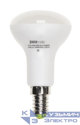 Лампа светодиодная PLED-ECO 5Вт R50 рефлектор матовая 3000К тепл. бел. E14 400лм 230В 50Гц JazzWay 1037015A