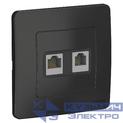 Розетка компьютерная + телефонная 2-м СП Blanca RJ45 кат.5E + RJ11 антрацит SE BLNIS045116