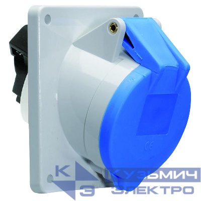 Розетка 16А 3п 2P+PE 6ч 230В IP44 наклонная фланец 85х85 Bals 12080