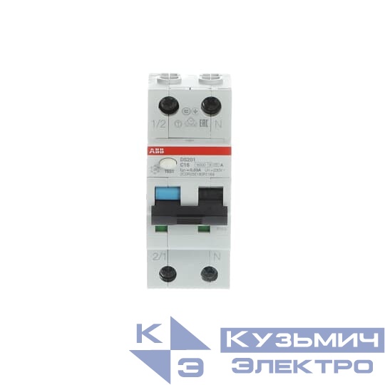 Выключатель автоматический дифференциального тока DS201 C16 A30 30мА ABB 2CSR255180R1164