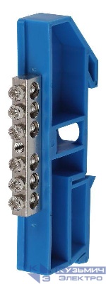 Шина N "ноль" на DIN-изол. ШНИ-6х9-6 никелированная Д син. NO-222-84-1 ЭРА Б0044133