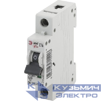 Выключатель автоматический модульный 1п C 16А ВА47-100 Pro NO-901-43 ЭРА Б0031813