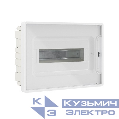 Щиток встраиваемый FRAME 12мод. с прозр. дверцей с 2 шинами PEN на 6 и 8 отверст. бел. DKC F12B1WT