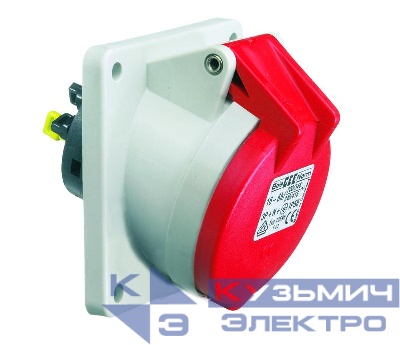 Розетка 16А 5п 3P+N+PE 6ч 400В IP44 наклонная фланец 85х85 Bals 12757