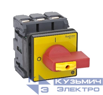 Выключатель-разъединитель 3п 100А IP20 с красн. рукоят. на дверцу 4 винта 1 замок SE MSD100360R