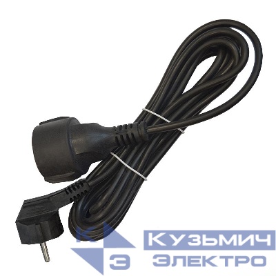 Удлинитель-шнур 1х5м с заземл. 16А IP20 ПВС 3х1 черн. DOMTOK 2359