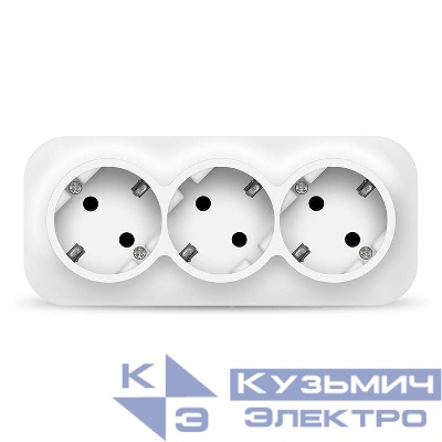 Розетка 3-м ОП 16А IP20 с заземл. бел. IONICH 1420