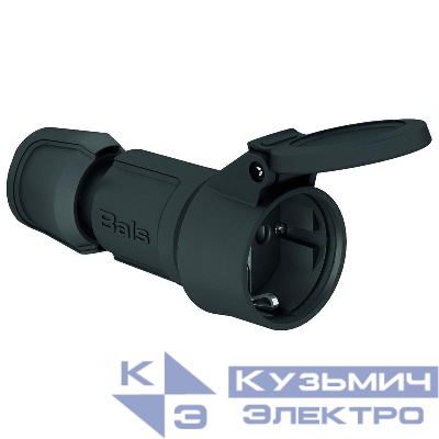 Розетка кабельная Schuko 16А 3п 2P+E 250В IP54 Multi-grip черн. Bals 7488