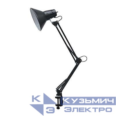Светильник настольный СНС 13Ч 60Вт E27 230В под лампу на струбцине черн. (кор.) IN HOME 4690612012735