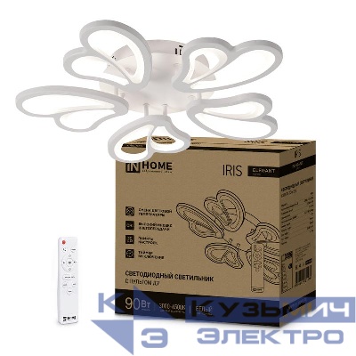 Светильник светодиодный ELEGANT IRIS 90Вт 3000-6500К 7000лм 230В 545х557х90мм с пультом ДУ бел. IN HOME 4690612051475