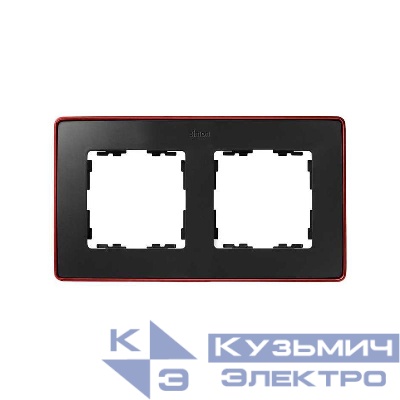 Рамка 2-м Simon82 Detail графит; основание красн. Simon 8201620-252