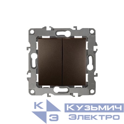 Выключатель 2-кл. СП Эра12 12-1004-13 10А IP20 250В 10AX без монтаж. лапок механизм бронз. Эра Б0019312