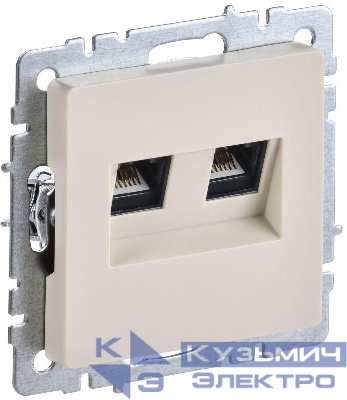 Розетка компьютерная двойн. СП RJ45 кат.6 BRITE РК11-2-БрКр механизм беж. IEK BR-K20-2-K10