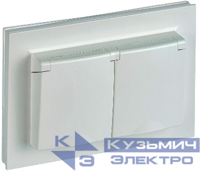 Розетка 2-м СП BRITE РСбш12-3-44-БрЖ 16А в сборе IP44 с крышкой жемчуж. IEK BR-R26-16-44-K36-F