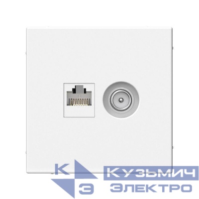 Розетка компьютерная + телевизионная 2-м СП ArtGallery RJ45 кат.5E + TV механизм бел. SE GAL000189