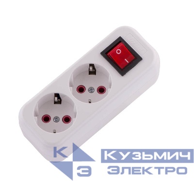 Колодка удлинителя 2-м без заземл. 16А IP20 Lila с выкл. LEZARD 720-0200-202