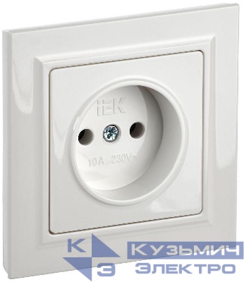 Розетка СП BRITE РСР10-1-0-БрБ 10А в сборе без заземл. без защ. шторок бел. IEK BR-R10-10-K01-F
