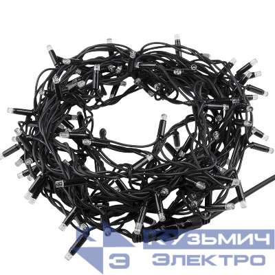 Гирлянда светодиодная ULD-F90PRO S10M-100/TBK WH 10м без вилки с эффектом мерцания соединяемая 100 светодиодов бел. свет (4000К) IP67 провод черн. Uniel UL-00013213