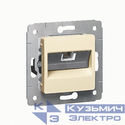 Розетка телефонная 1-м СП Cariva RJ11 4 контакт. механизм сл. кость Leg 773738