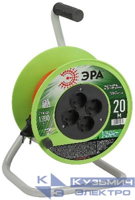 Удлинитель на катушке 4х20м без заземл. RP-4-2x0.75-20m ПВС 2х0.75 Эра Б0059779