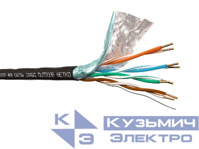 Кабель F/UTP4  (FTP4) cat.5e, 4 пары 24 AWG BC, одножильный, экранированный, для наружных работ, катушка, 305м, FLUKE TEST, NETKO Expert