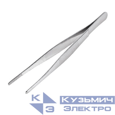 Пинцет прямой рифленый 160мм (блист.) Rexant 12-0366