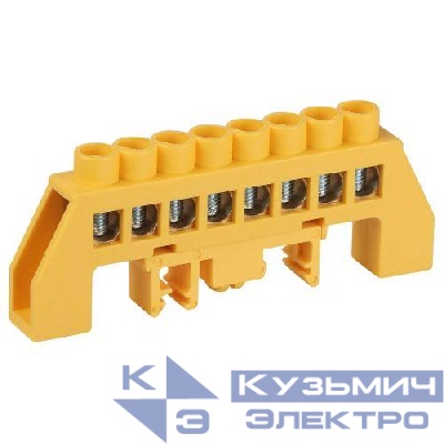 Шина PE земля в комбинированном изоляторе на DIN-рейку ШНИ-8х12-8-Д желт. NO-224-116 Эра Б0062970