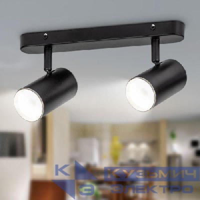 Светильник OL35-2 BK MR16 GU10 IP20 настен./потолочн. спот черн. хром Эра Б0056364