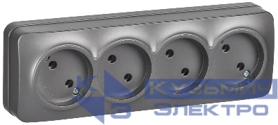 Розетка 4-м ОП GLORY РС24-2-ХСм 10А без заземл. без защ. шторок сталь матов. IEK ERH40-K46M-10