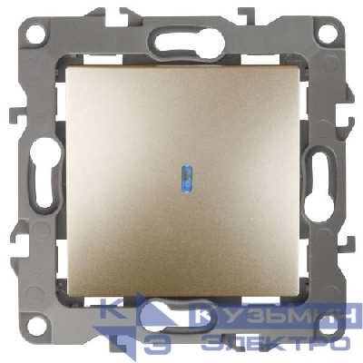Выключатель 1-кл. СП Эра12 12-1102-04 10А IP20 250В 10AX с подсветкой механизм шампань Эра Б0014636