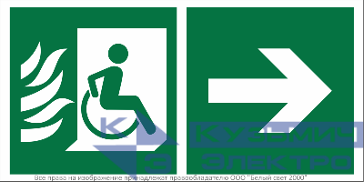 Знак безопасности BL-3015B.E85 "Эвакуационные пути для инвалидов направо" Белый свет a32503