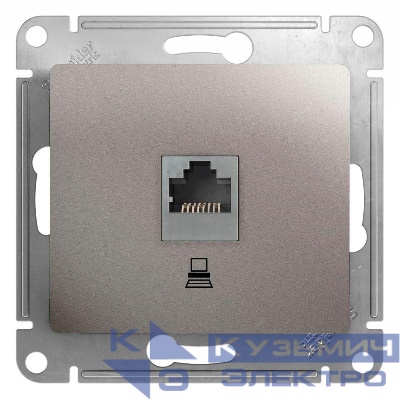 Розетка компьютерная 1-м Glossa RJ45 кат.5E механизм платина SE GSL001281K