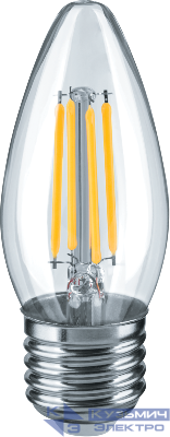 Лампа светодиодная 14 006 NLL-F-C35-4-230-4K-E27 4Вт свеча прозрачная 4000К нейтр. бел. E27 380лм 220-240В Navigator 14006
