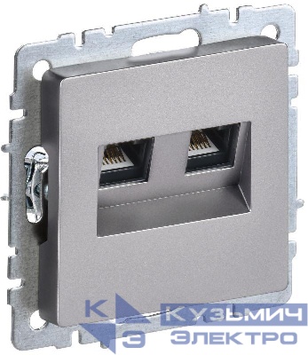 Розетка компьютерная двойн. СП RJ45 кат.6 BRITE РК11-2-БрС механизм сталь IEK BR-K20-2-K46