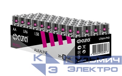 Элемент питания алкалиновый AA/LR6 1.5В Alkaline Pack-40 (уп.40шт) ФАZА 5023017