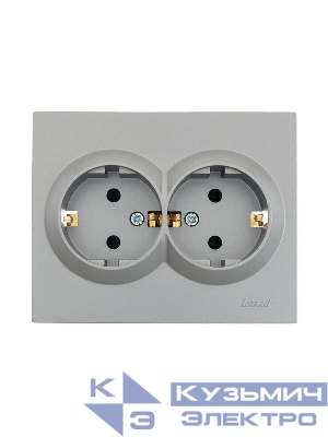 Розетка 2-м СП VESNA с заземл. со шторками ПБТ платина LEZARD 742-3500-178B
