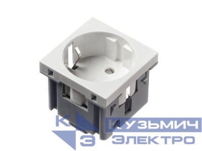 Розетка модульная 220В, с з/к и шторками 45х45мм, белая F6 (серия F)