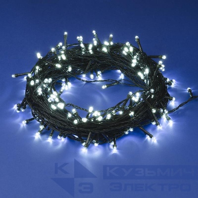 Гирлянда LED ULD-S3000-300/DGA WHITE IP20 30м 300 диодов бел. свет провод зел. Uniel UL-00007313