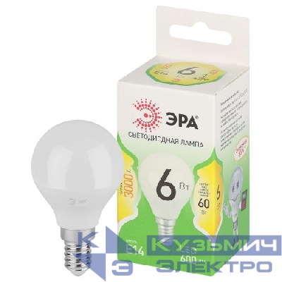Лампа светодиодная GREEN LINE P45-6W-830-E14 GL 6Вт шар 3000К свет тепл. E14 Эра Б0067056