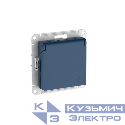 Розетка AtlasDesign 16А IP20 с заземл. защ. шторки с крышкой быстрозажим. клем. механизм аквамарин SE ATN001146S