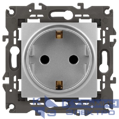 Розетка 1-м СП Эра Elegance 14-2101-03 16А IP20 16AX 250В 2P+E Schuko алюм. Эра Б0034266