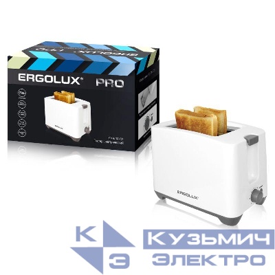 Тостер электрический ELX-ET02-C31 750Вт 220-240В двойн. корпус бел./сер. Ergolux 13971