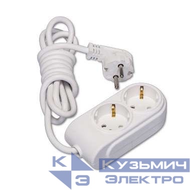 Удлинитель 2х2м с заземл. 16А IP20 ПВС 3х1.5 защ. шторки Makel N2210034