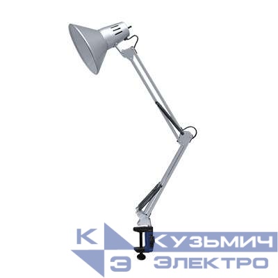 Светильник настольный СНС 13С 60Вт E27 230В под лампу на струбцине серебр. (кор.) IN HOME 4690612012889