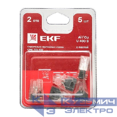 Клемма строительно-монтажная СМК 773-102 2-проводная 1.0-2.5кв.мм (блист.5шт) PROxima EKF plc-smk-102b