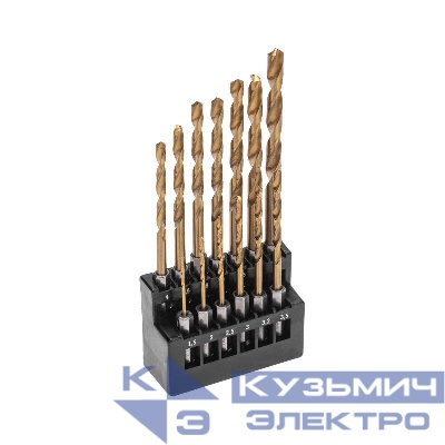 Набор сверл по металлу 1.5-6.5мм (через 0.5мм; 3.2мм; 4.8мм) HSS ТИТАН шестигранный хвостовик (уп.13шт) Kranz KR-91-0622